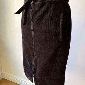 Fendi Brown Corduroy Skirt Zipper Pencil Skirt Super Chic Sz L